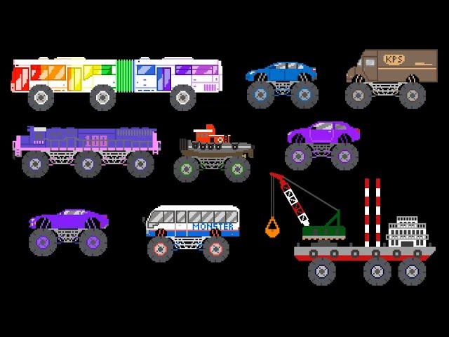 monster vehicles 6 vehicle clips (free to use) - The Kids' Picture Show