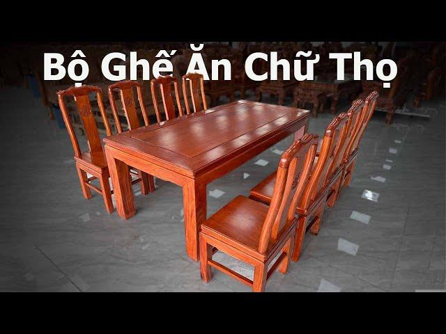   Bộ Bàn Ghế Ăn Chữ Thọ 6 Ghế Gỗ Hương - Hàng Dày Víp | Đồ Gỗ Bảo Lộc