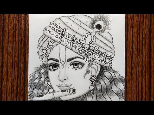 Krishna drawing | Krishna drawing with pencil | Lord Krishna drawing easy | Pencil Sketch