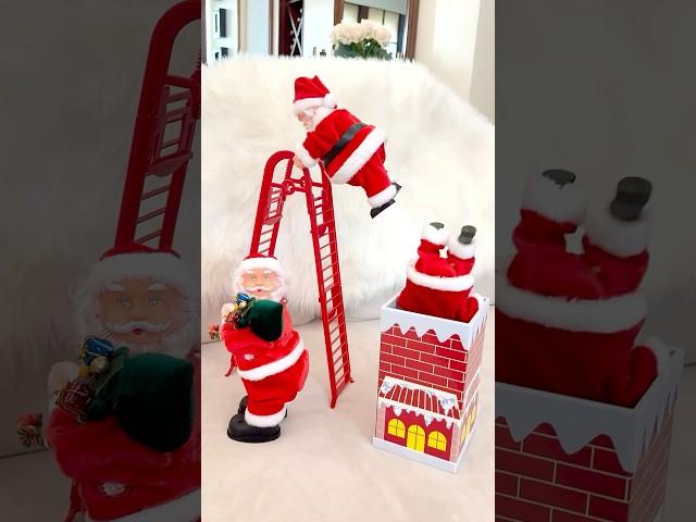 Cute Santa Clause Climbing the Ladder! Santa toys  #shortsvideo #christmas #present #santa