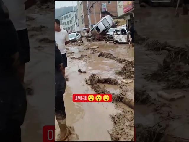  The situation in Zhidan County, #China Shaanxi Province, after an overnight storm and flash floods