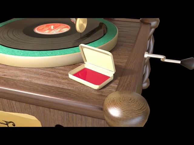 Old phonograph 3D animation