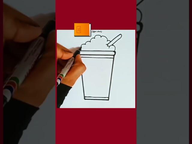 رسم كوب عصير كيوت  رسم سهل//رسم اطفال