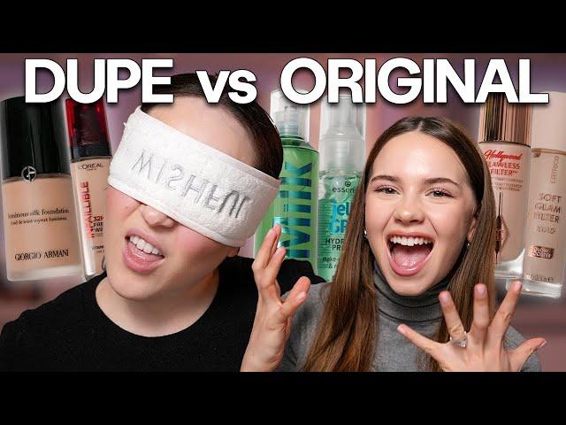 Erkenne ich High End Makeup vs günstige Dupes BLIND? 🫣 Blindfolded Makeup Challenge