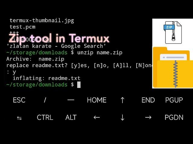 Zip file tool in Termux. How zip files and unzip files using Termux