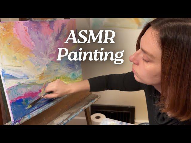 ASMR Painting | 2 Hours No Talking | Palette Knife Clouds at Sunset