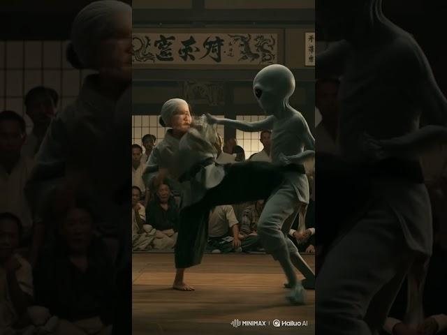 Epic Fight: Elderly Japanese Karate Master vs Grey Alien – Vintage Martial Arts Madness