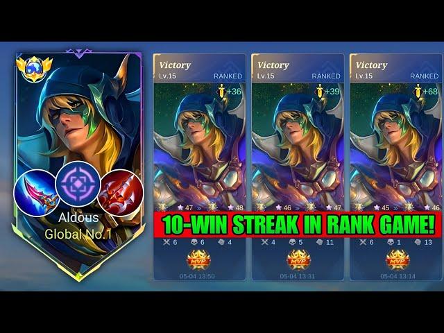 ALDOUS GLOBAL TRIED TO SPAM 10 WINSTREAK USING THIS BEST SUSTAIN DAMAGE BUILD AND ROTATION