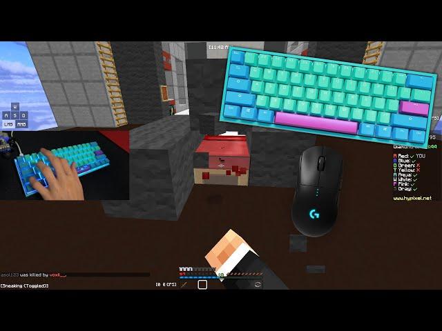 Ducky Mecha Mini Frozen Llama (Speed Silver) Keyboard + Mouse Sounds (Handcam) Hypixel Bedwars 