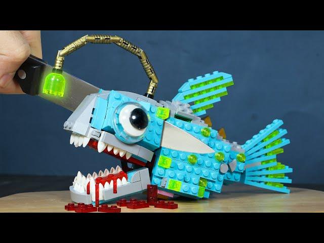 The LEGO Deep Sea Monster: ANGLER FISH | Cutting Skills | Stop Motion Cooking ASMR