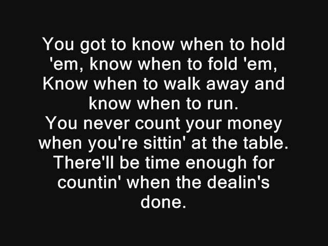 Keny Rogers - The gambler lyrics