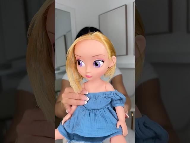 A new hairstyle for my doll  she’s so cut  #thedoll #hairstyle #hair #asmr #tutorial