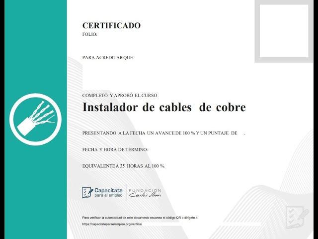 Instalador de cables de cobre de la página capacitateparaelempleo.org