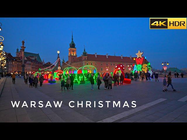 Warsaw’s Iconic Christmas Tree & Stunning Light Displays-2024 I Christmas in Warsaw[4K HDR]