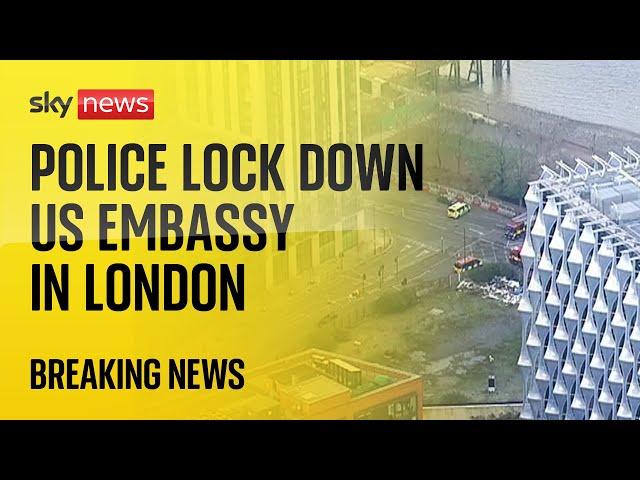 Police lock down the US embassy in London after a 'loud bang' from a controlled explosion