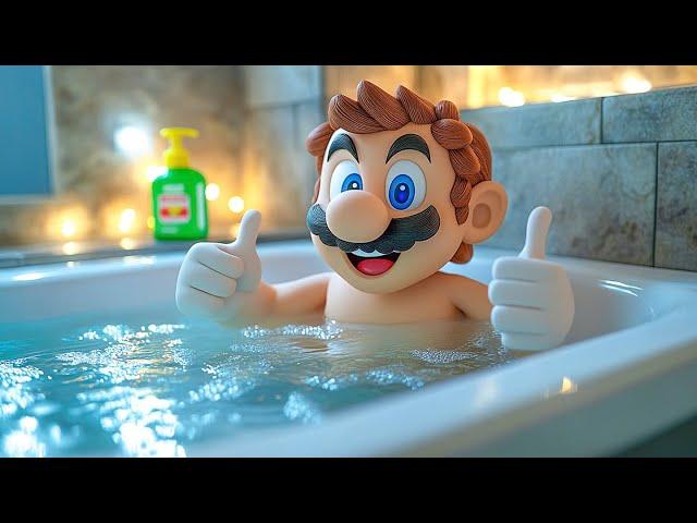 Mario’s Bath Time! Lego Luigi enters the Nintendo Switch to save Mario! Mario Story