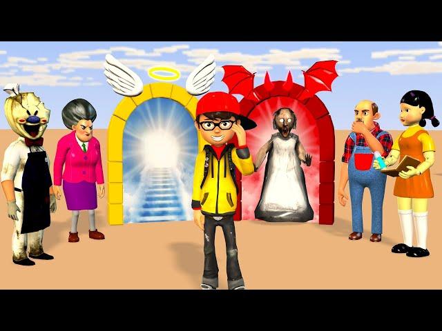 Scary Teacher 3D vs Squid Game Help Herobrine Nick Choose Heaven Or Hell For The Bad Guy vs Good Guy