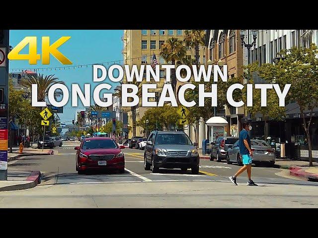 LONG BEACH REOPENS - Walking Downtown Long Beach City, Los Angeles, California, USA - 4K UHD