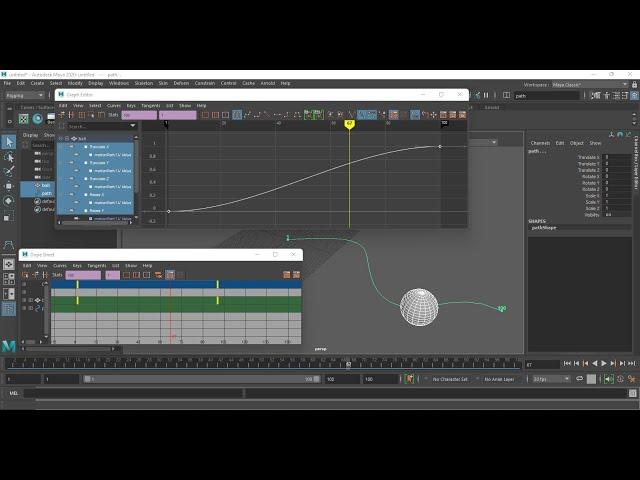 Keyframing Path Animation Graph Editor Dope sheet -  Autodesk Maya