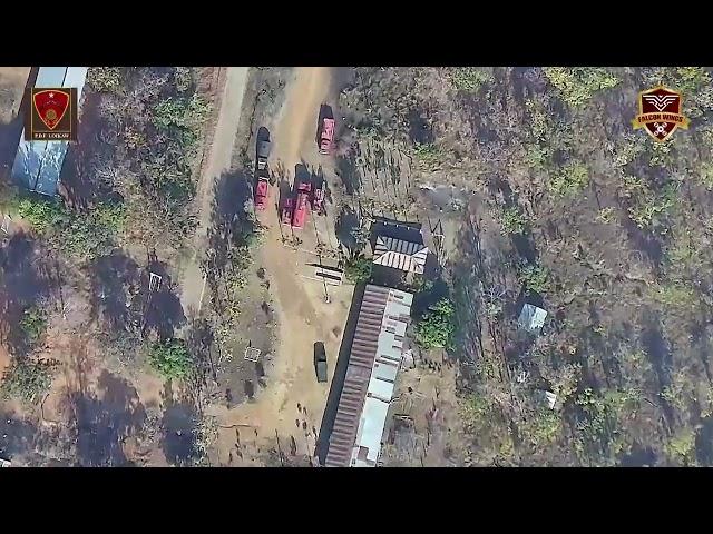 Falcon Wings' drones bombing a Myanmar military outpost and a command.