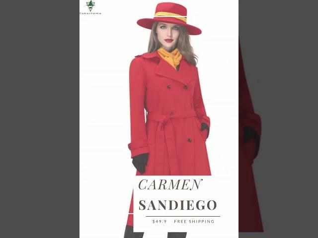 Carmen Sandiego Cosplay Costume Red Halloween Party Outfits #Takerlama