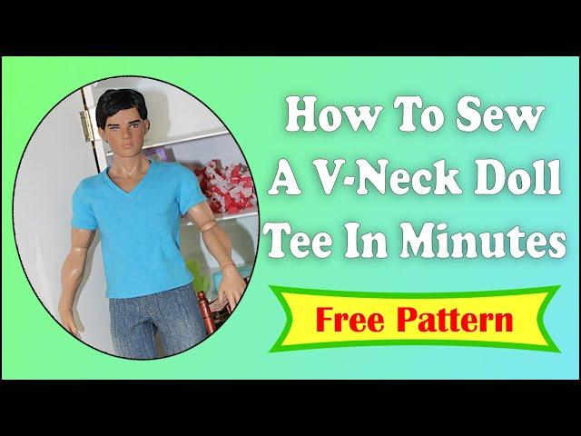 Doll Clothes Sewing Tutorial / Free V-Neck Tee Shirt Pattern / Super Hero Tonner Dolls / Jacob Black