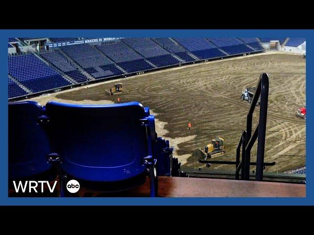 Lucas Oil Stadium starts transition into dirt motorcycle racing track