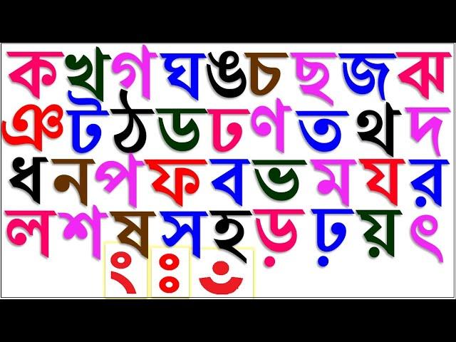 ক খ গ ঘ ঙ চ ছ জ ঝ ঞ ট ঠ ড ঢ ণ ত থ দ ধ ন প ফ ব ভ ম য র ল শ ষ স হ || Bornoporichoy prothom vag