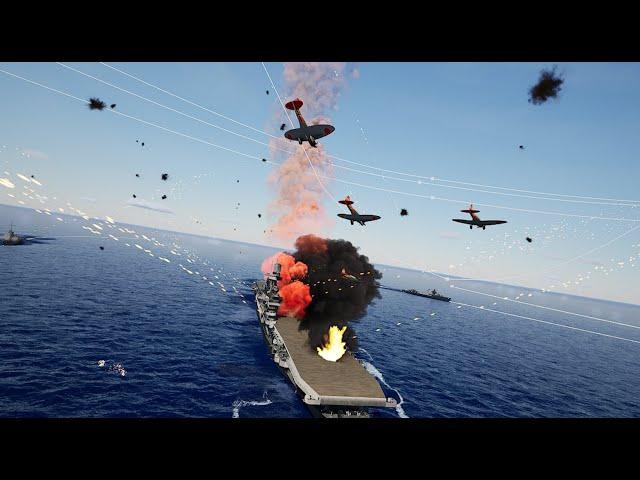 The Battle of Midway - Sinking of the USS Yorktown - 3D Animated