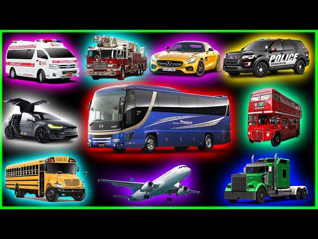 1 HOUR Vehicles "Siren, Alarm, Horn" Sound Variations |Mega Compilation| ft. Volvo Bus, Police Car