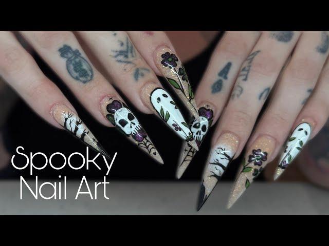 Cute But Spooky Halloween Nail Art | Hand Painted Tutorial