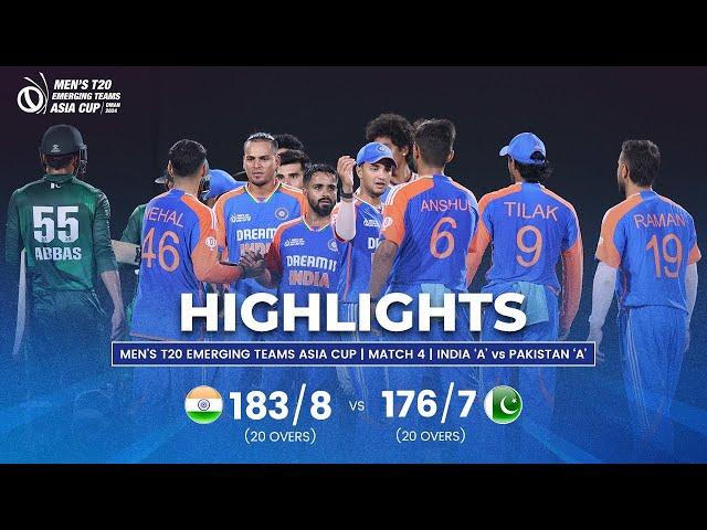 India 'A' vs Pakistan 'A' | Men's T20 Emerging Teams Asia Cup | Match 4