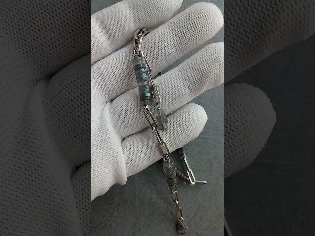 Серебряное колье цепь с лабрадором #украшенияручнойработы #jewelry