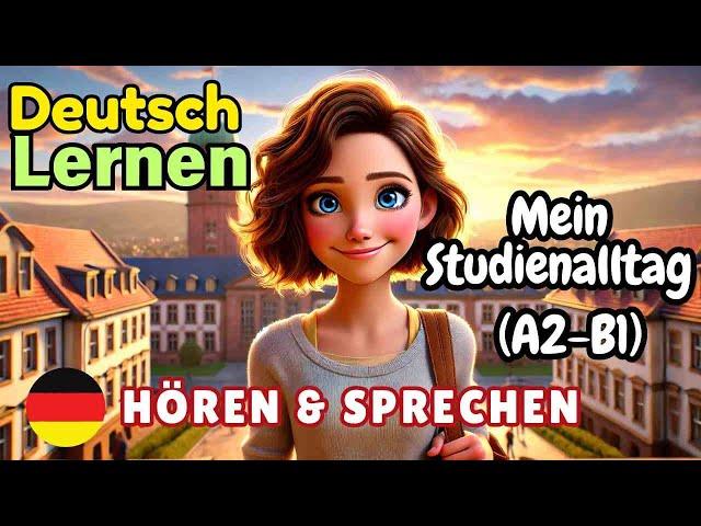 Mein Studienalltag auf Deutsch A2-B1 | Deutsch Lernen | Hören & Sprechen | Geschichte & Wortschatz