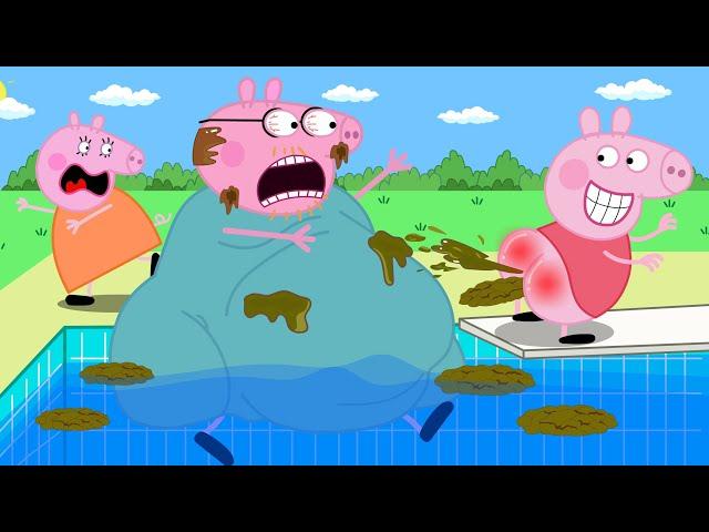 Peppa's Daddy plays the "can't stop laughing" game at the pool by | Peppa Pig Funny Animation