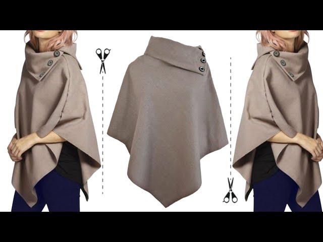 Very easy Cutting and sewing a cape | Step by step sewing tutorial for beginners