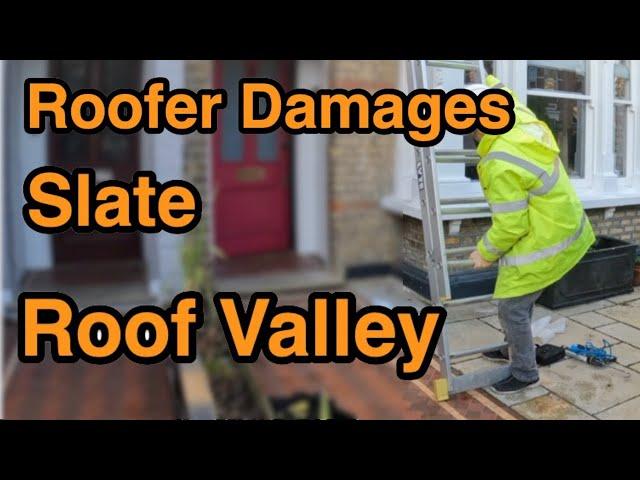 Roofer breaks Valley when doing a repair!. Roof Inspection Findings.