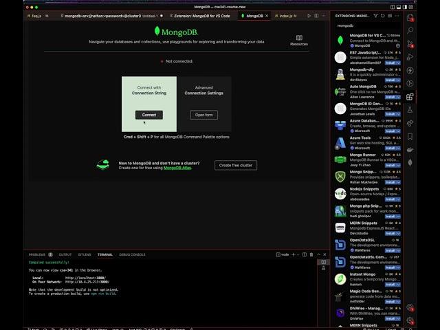 How can I connect to my MongoDB database from VS Code?