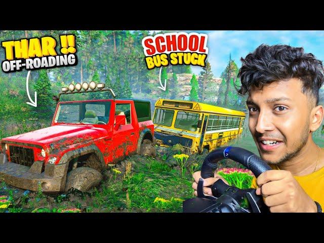 THAR SAVES STUCK SCHOOL BUS IN A RIVER!  Powerful 4x4 Mahindra Thar | IMPOSSIBLE CHALLENGE