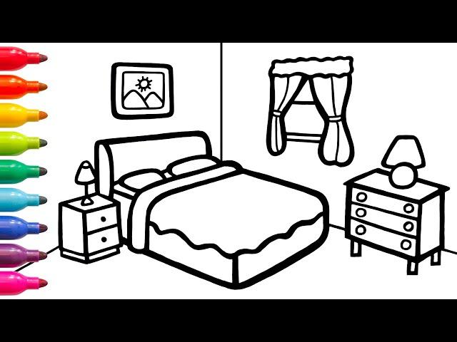 Bedroom Drawing, Coloring For Children & Learn Furnitures | Magic Fingers Art #06