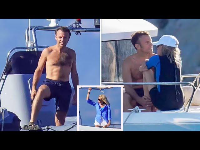 Emmanuel Macron and wife Brigitte look the picture of love during holiday in France