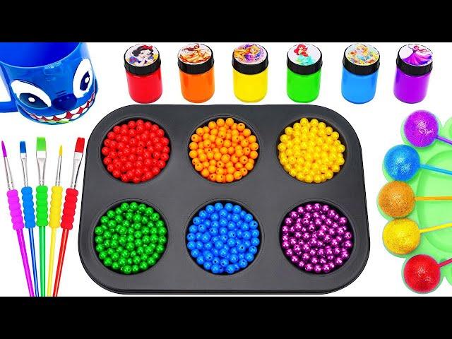 Satisfying Video l How To Make Rainbow Mixing Lollipop Candy Stars FROM 6 Color Slime Cutting ASMR