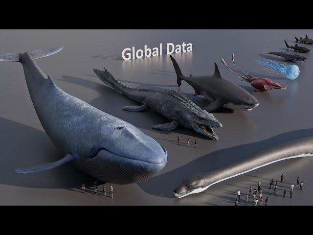 SEA MONSTERS Size Comparison 3D | 3d Animation Comparison