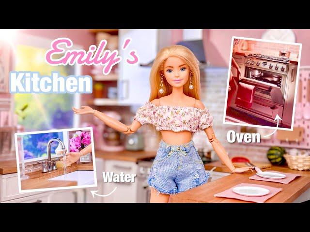 Emily’s NEW Kitchen! Making a Barbie Doll Room! Fridge| Oven| Sink| Drawers| Cabinets| & More