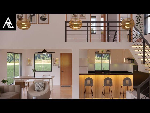 Pretty 2-Bedroom Loft-Type Small House Design Idea (7x7 Meters Only)