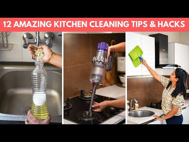 12 Amazing Kitchen Cleaning Tips and Hacks | Time Saving Kitchen Cleaning