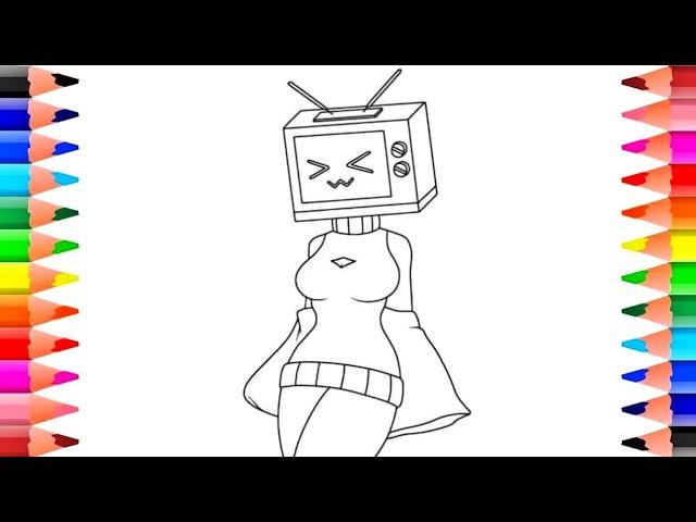 How to draw tv woman easy - Titan tv woman drawing step by step