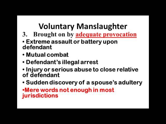 Criminal Law Video Presentation 8 - Voluntary Manslaughter