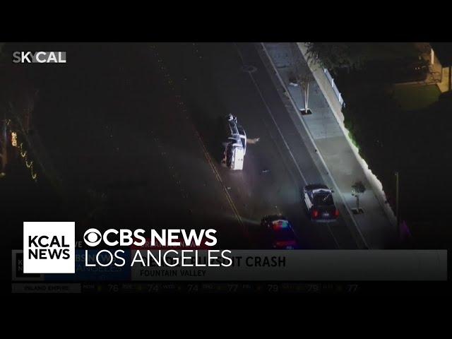 1 dead, 4 hospitalized after pursuit ends in grisly rollover crash in Fountain Valley