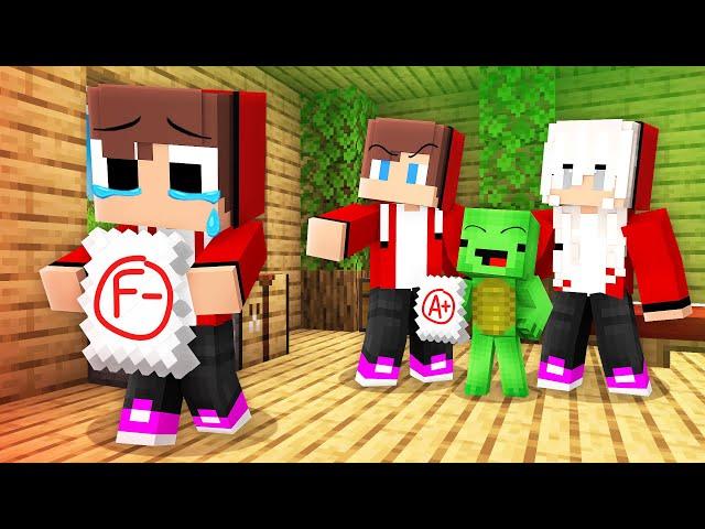 Baby Maizen KICKED OUT of HOME for POOR GRADES in SCHOOL vs Mikey in Minecraft! - Parody Story JJ